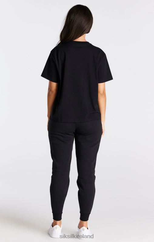 SikSilk Women Black Essential Boyfriend T-Shirt XTFJ40 Apparel