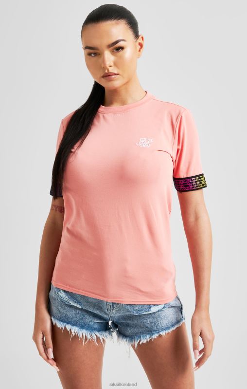 SikSilk Women Coral Taped Crop T-Shirt XTFJ61 Apparel