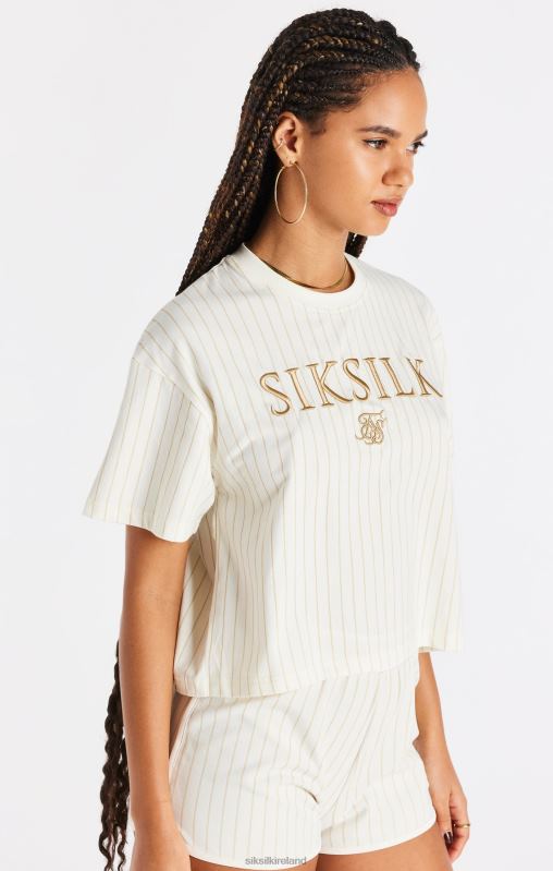 SikSilk Women Ecru Stripe T-Shirt XTFJ26 Apparel