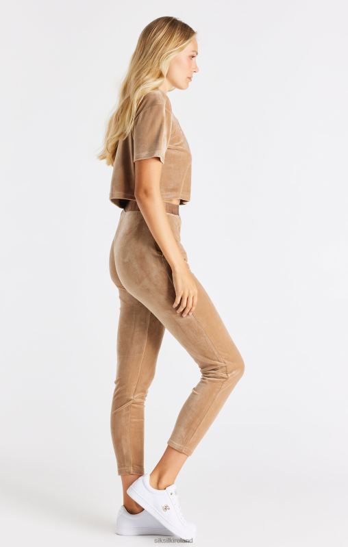 SikSilk Women Gold Velour Cropped T-Shirt XTFJ42 Apparel