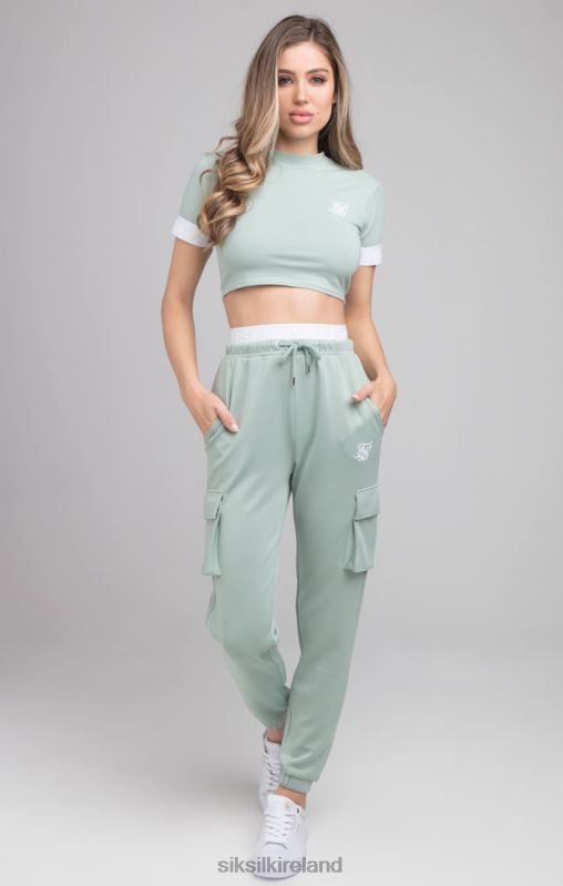 SikSilk Women Green Crop T-Shirt XTFJ46 Apparel