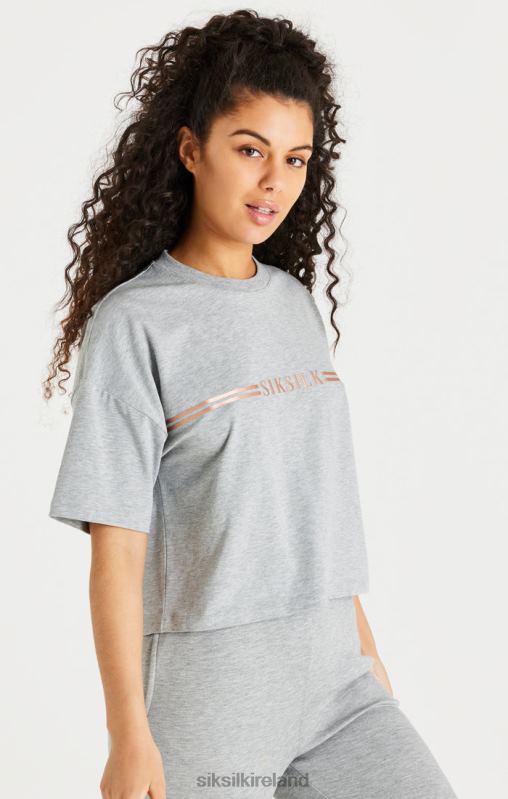 SikSilk Women Grey Marl Box T-Shirt XTFJ72 Apparel