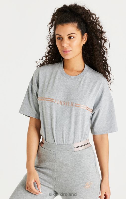 SikSilk Women Grey Marl Box T-Shirt XTFJ72 Apparel