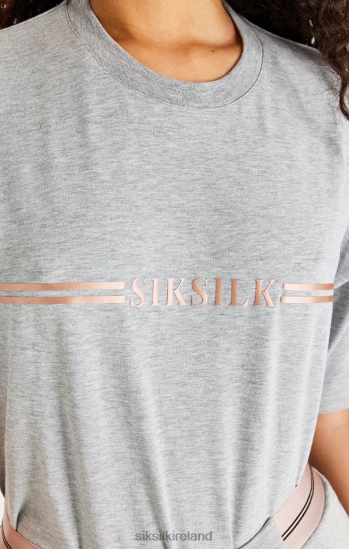 SikSilk Women Grey Marl Box T-Shirt XTFJ72 Apparel