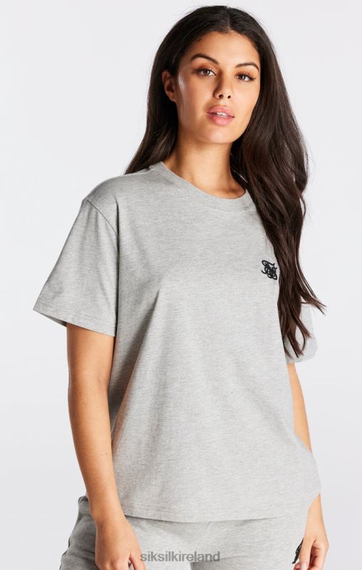 SikSilk Women Grey Marl Essential Boyfriend T-Shirt XTFJ41 Apparel