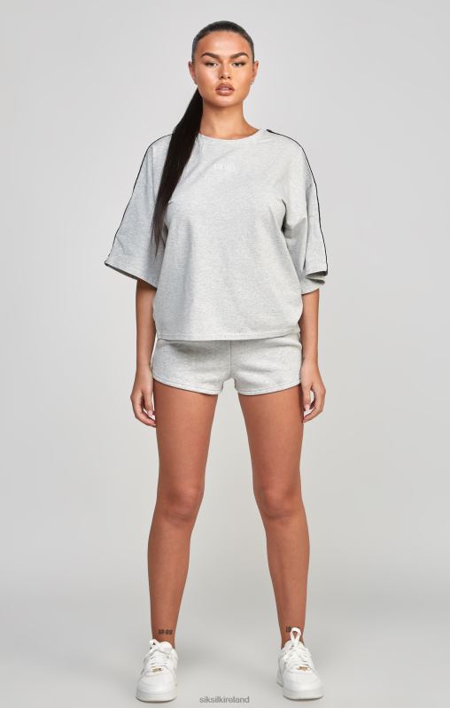 SikSilk Women Grey Taped Crop T-Shirt XTFJ58 Apparel