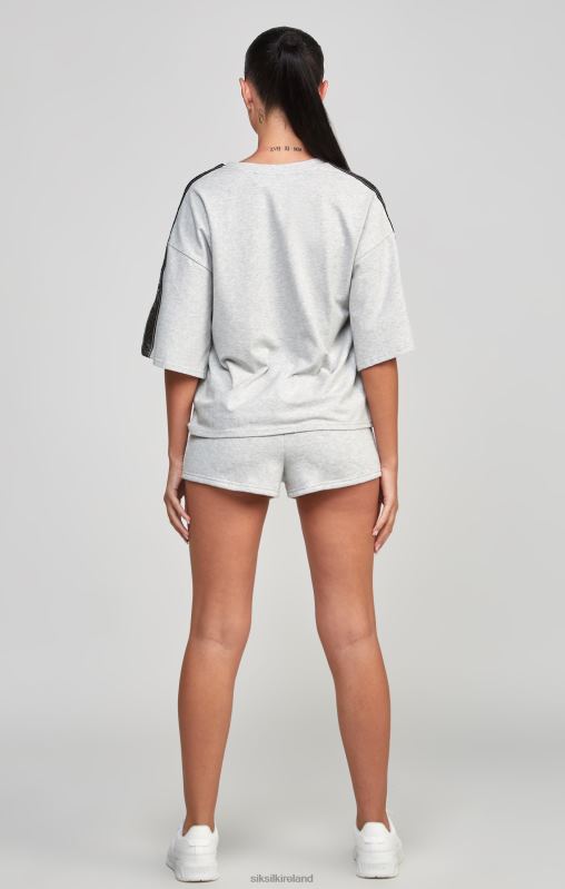 SikSilk Women Grey Taped Crop T-Shirt XTFJ58 Apparel