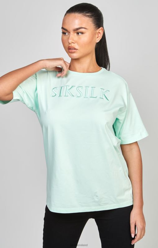 SikSilk Women Mint Embroidered Boyfriend T-Shirt XTFJ64 Apparel