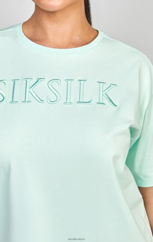 SikSilk Women Mint Embroidered Boyfriend T-Shirt XTFJ64 Apparel