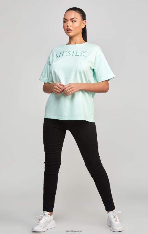 SikSilk Women Mint Embroidered Boyfriend T-Shirt XTFJ64 Apparel