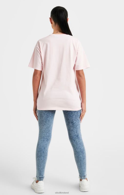 SikSilk Women Pink Embroidered Boyfriend T-Shirt XTFJ63 Apparel