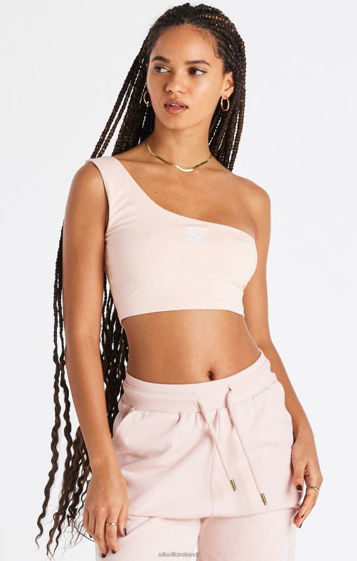 SikSilk Women Pink One Shoulder Crop Top XTFJ39 Apparel