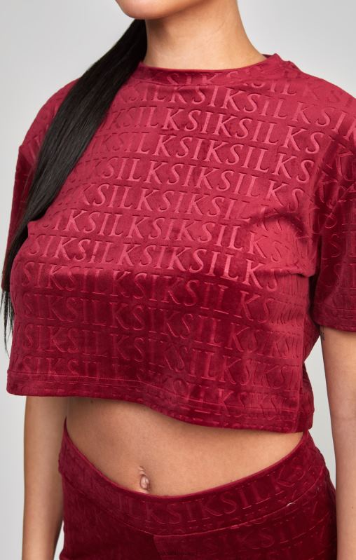 SikSilk Women Pink Velour Crop T-Shirt XTFJ62 Apparel
