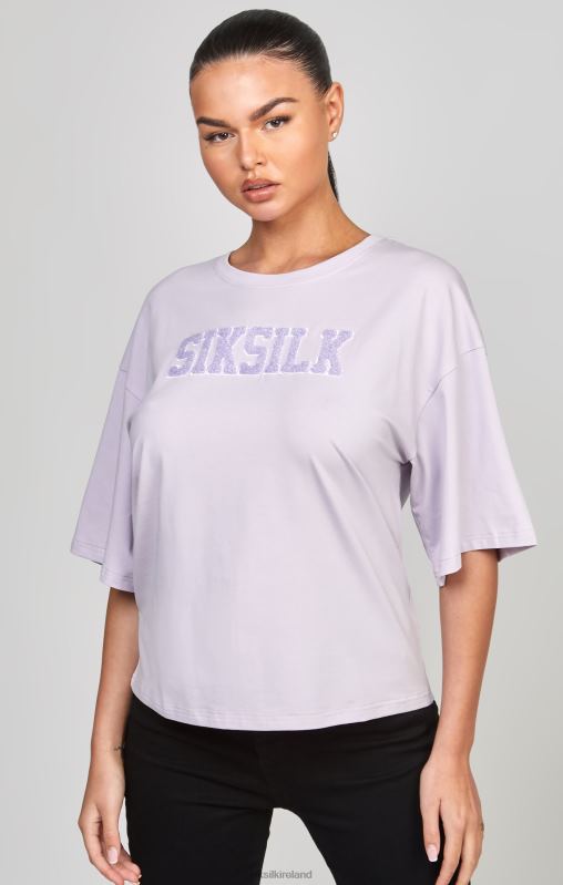 SikSilk Women Purple Varsity Logo Crop T-Shirt XTFJ55 Apparel