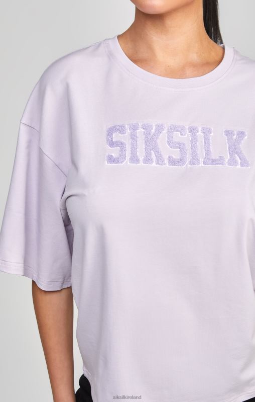 SikSilk Women Purple Varsity Logo Crop T-Shirt XTFJ55 Apparel