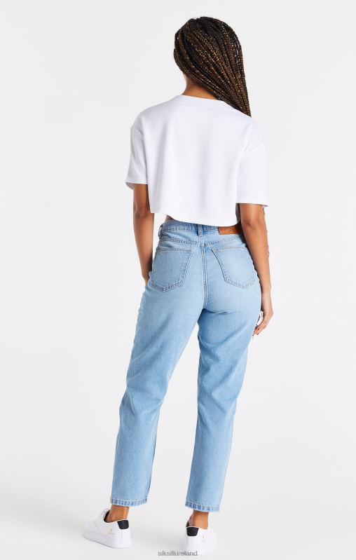 SikSilk Women White Baseball Crop Jersey XTFJ50 Apparel