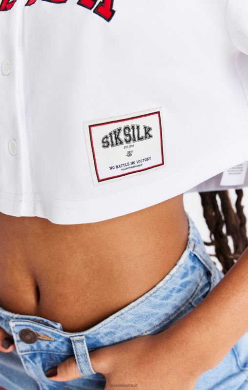 SikSilk Women White Baseball Crop Jersey XTFJ50 Apparel