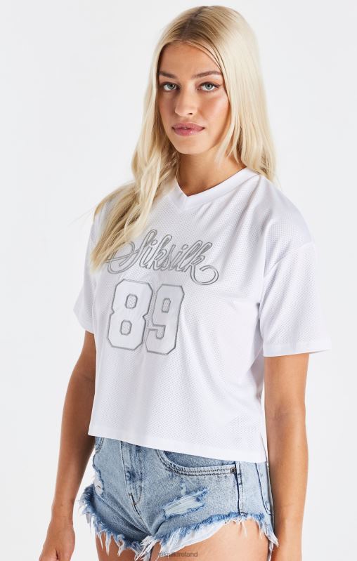 SikSilk Women White Mesh T-Shirt XTFJ32 Apparel