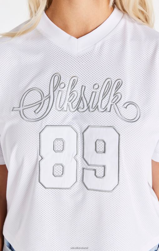 SikSilk Women White Mesh T-Shirt XTFJ32 Apparel