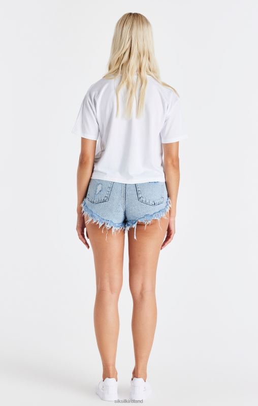 SikSilk Women White Mesh T-Shirt XTFJ32 Apparel