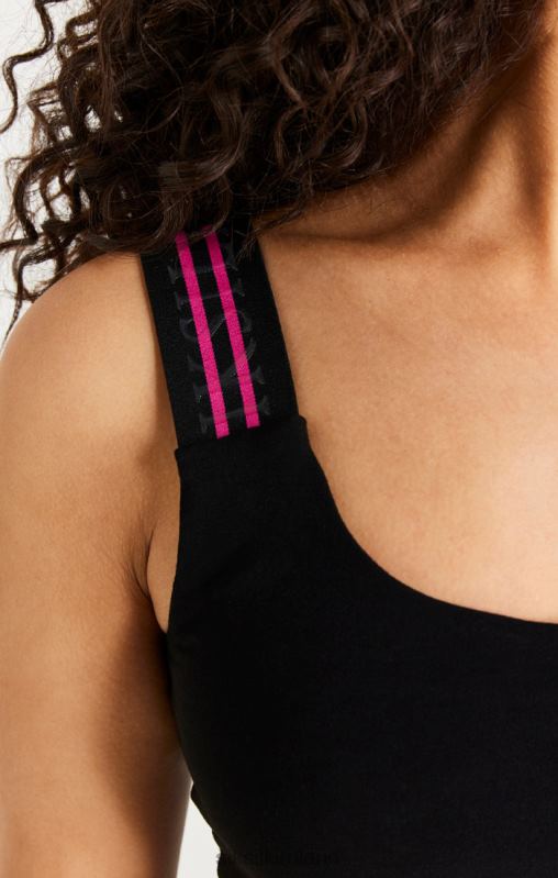 SikSilk Women Black Tape One Shoulder Crop Bralette XTFJ71 Apparel