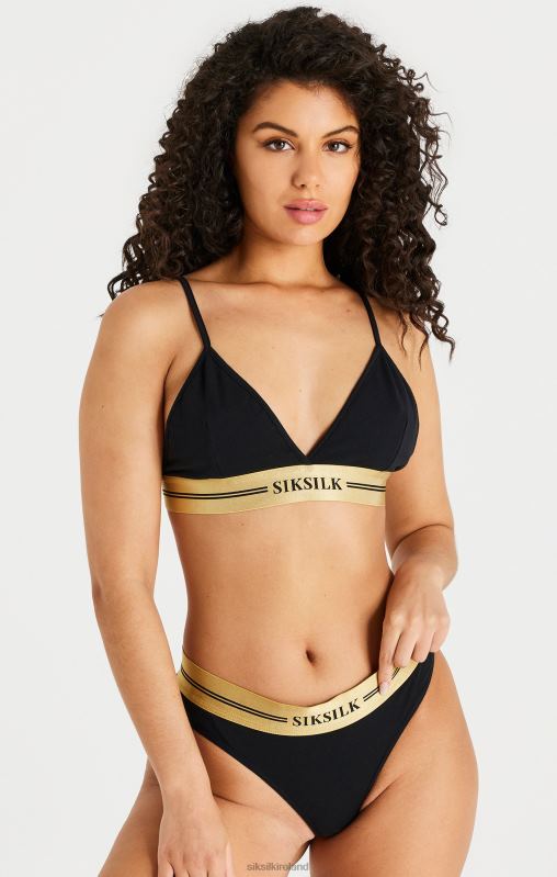 SikSilk Women Black Triangle Bralette XTFJ206 Apparel