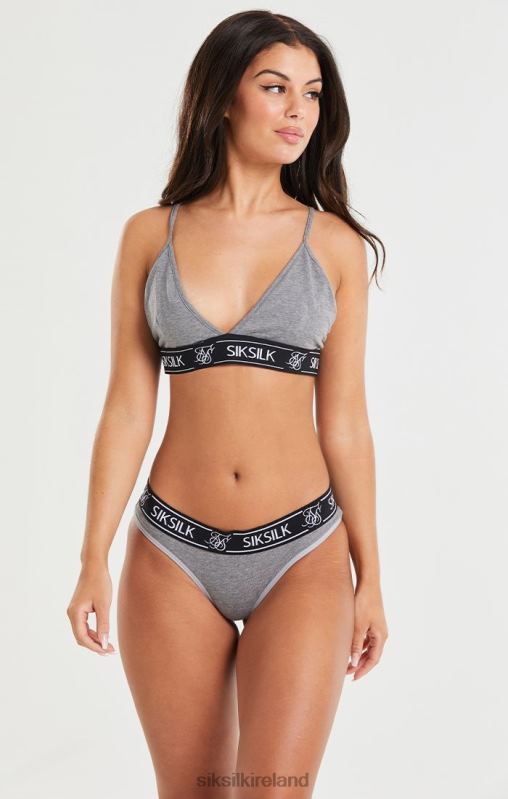 SikSilk Women Grey Marl Triangle Bralette XTFJ221 Apparel