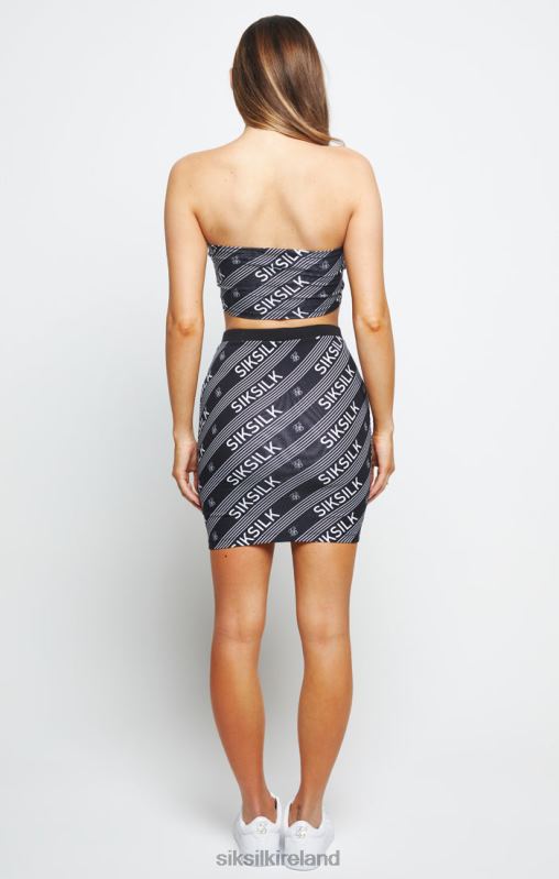 SikSilk Women Logo Print Bandeau Top - Black XTFJ215 Apparel