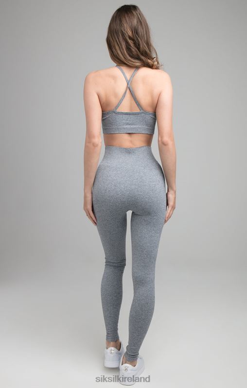 SikSilk Women Ribbed Gym Bralette - Grey XTFJ212 Apparel