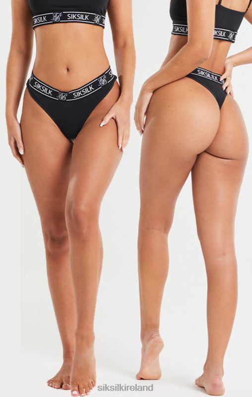 SikSilk Women Black Pack Of 3 Thong XTFJ211 Apparel